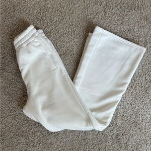 White Wide-Leg Knit Jogger Pants